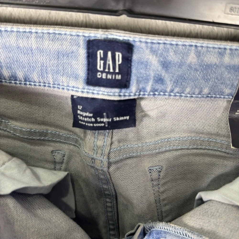 GAP Girls High Stretch Super Skinny Jeans Sz 12 Light Bling‎ LOVE NWT